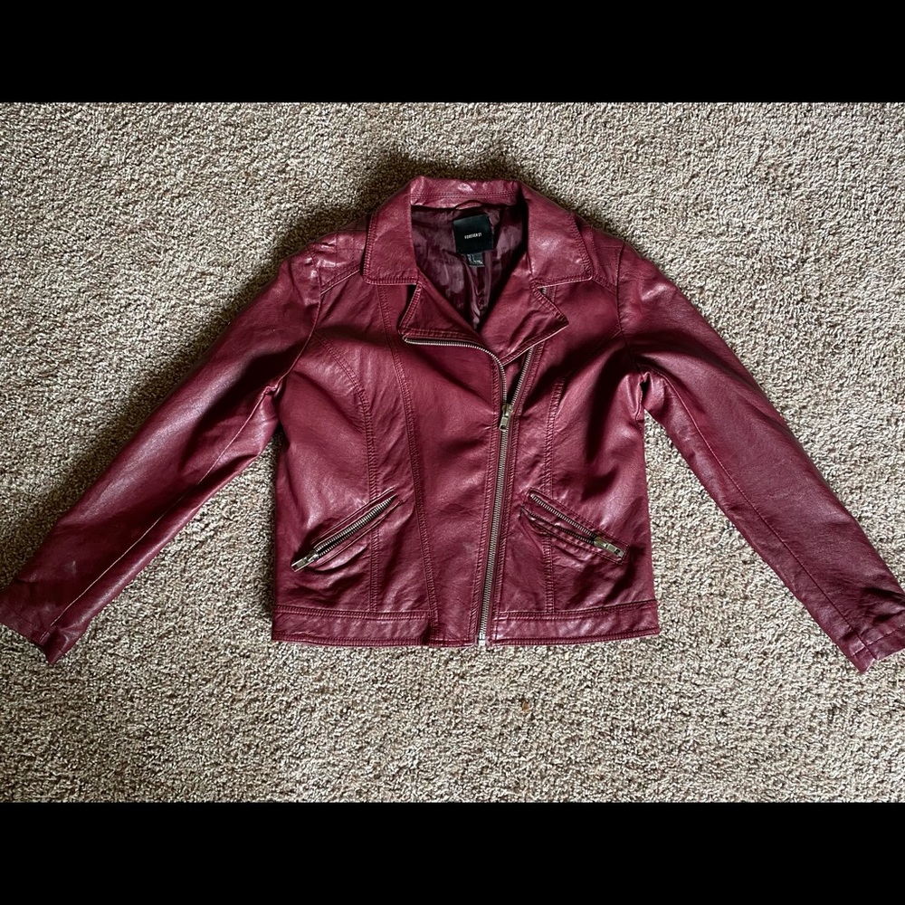Maroon Faux Leather Forever21 Jacket